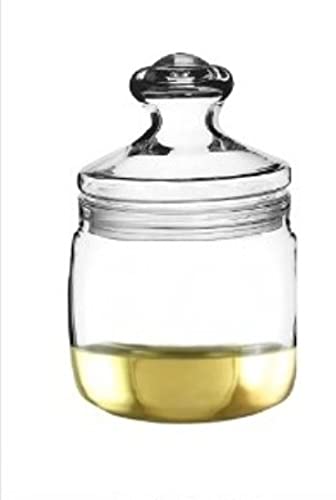 Sanjeev Kapoor Golden Designed glass Jar for storage 600 ml