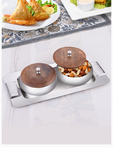 Sanjeev Kapoor Premium Stainless Steel Belly Nut Bowl With Tray Set of 2 pcs