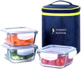 Sanjeev Kapoor Boston 3 pc Square Lunch box 400 ml with bag